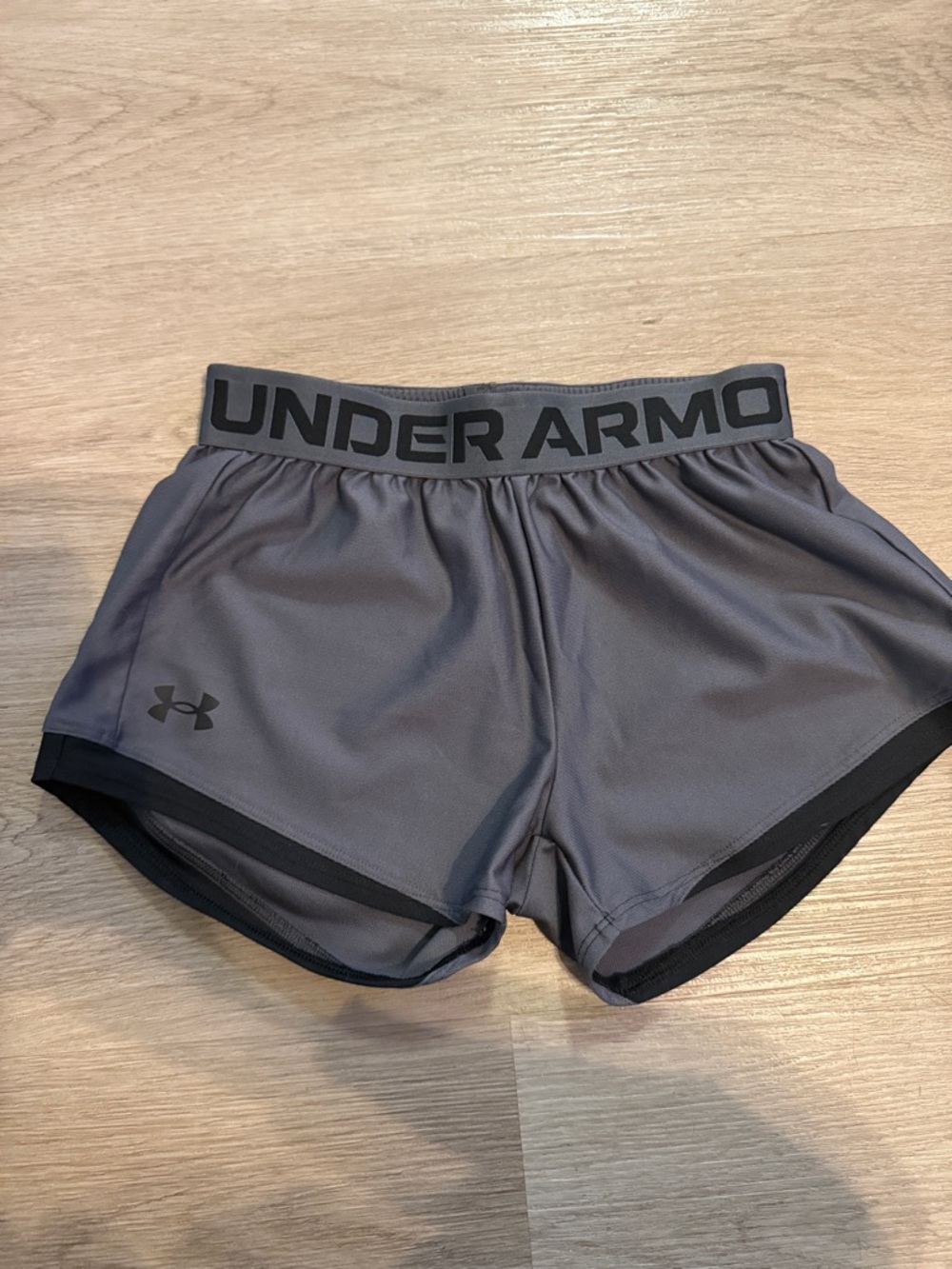 Under Armour Gray Girls' Athletic Shorts with Black Trim